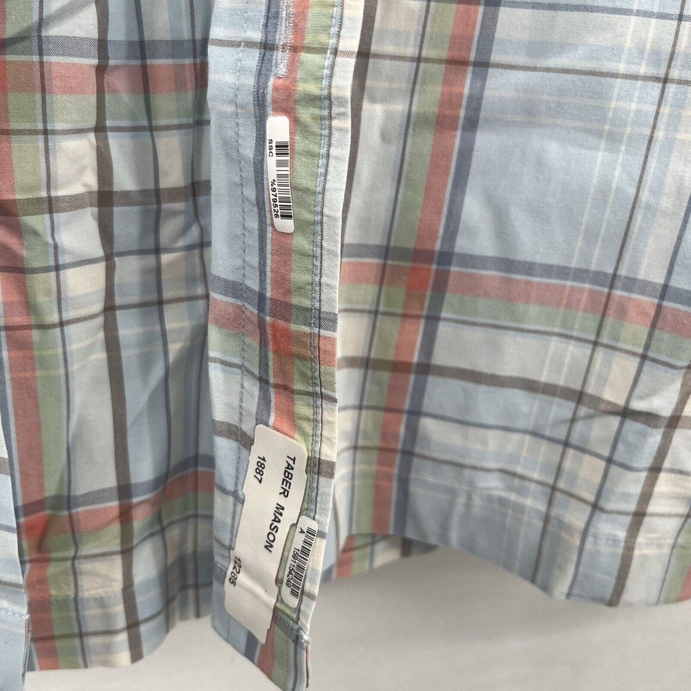 L.L. Bean Button Up Plaid Short Sleeve Shirt Size Large - Picture 4 of 5